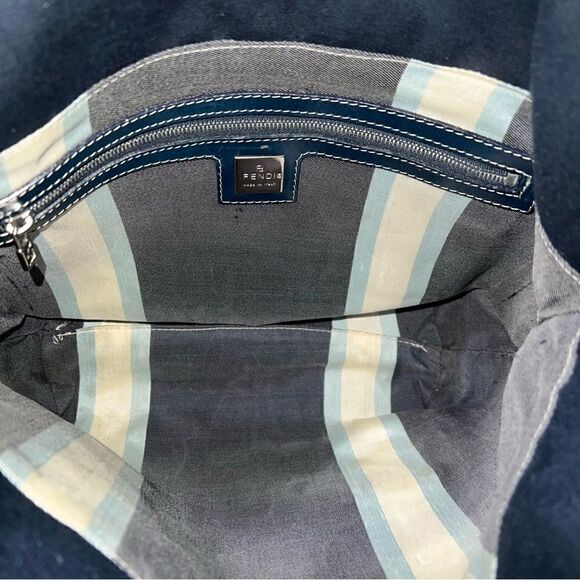 Fendi Navy Blue Canvas Tote Leather Straps AUTHENTIC Great condition Dust Bag - Picture 13 of 15